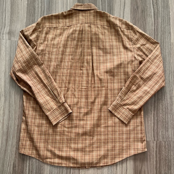 LL Bean Mens Nova Check Plaid Traditional Fit Shirt Size Large Button Down Tan - Picture 3 of 6